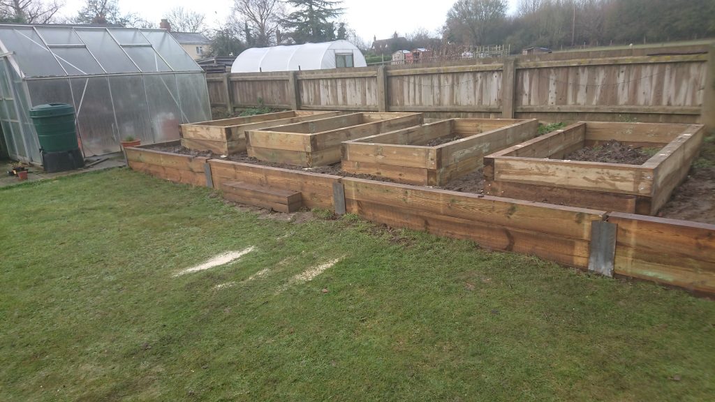 Softwood sleeper walls and raised beds